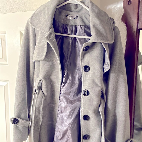 Grey small wool blend top coat women’s! Mingle - Picture 1 of 4